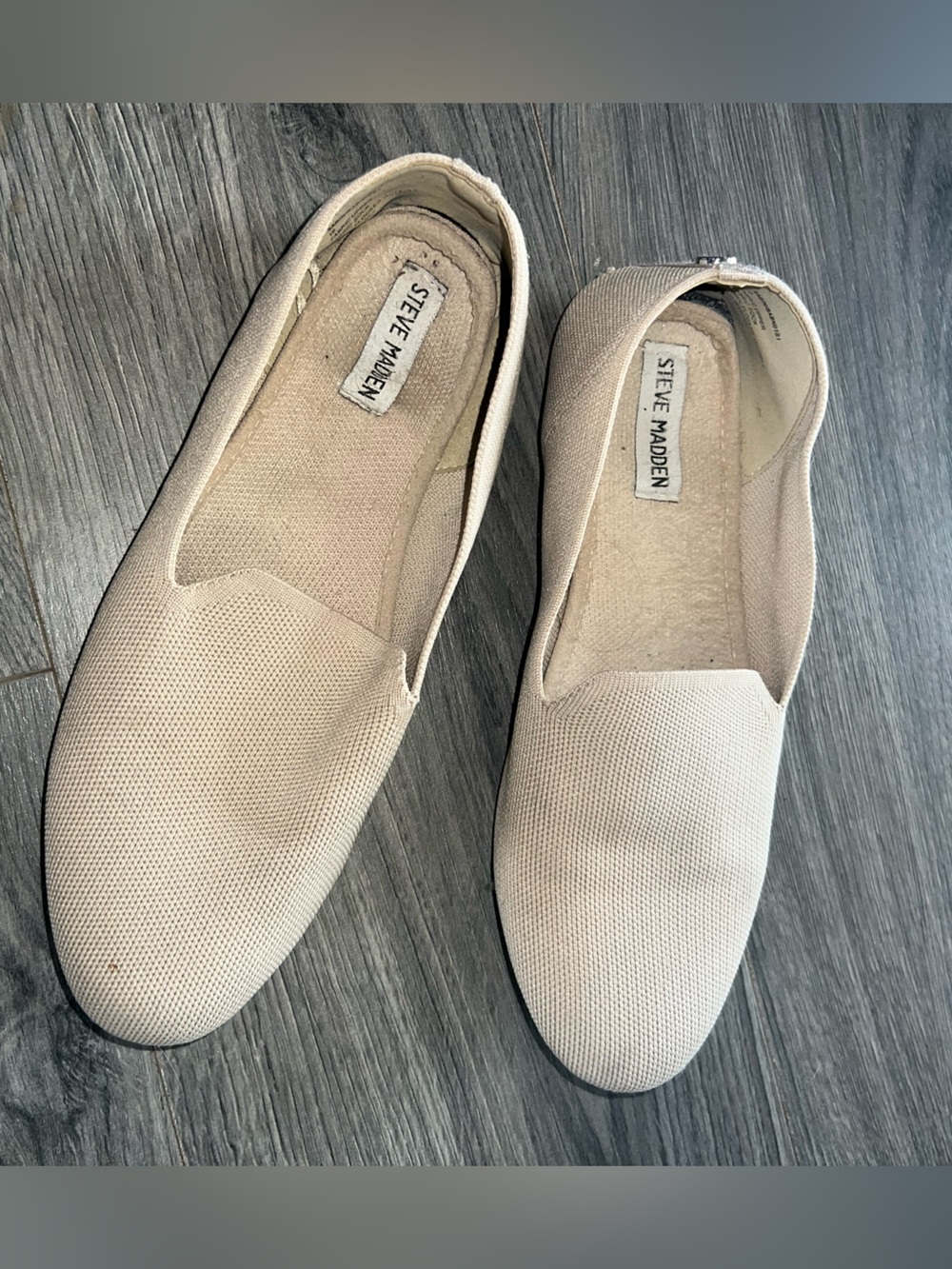 Steve Madden Light Beige Slip-On Canvas Flats